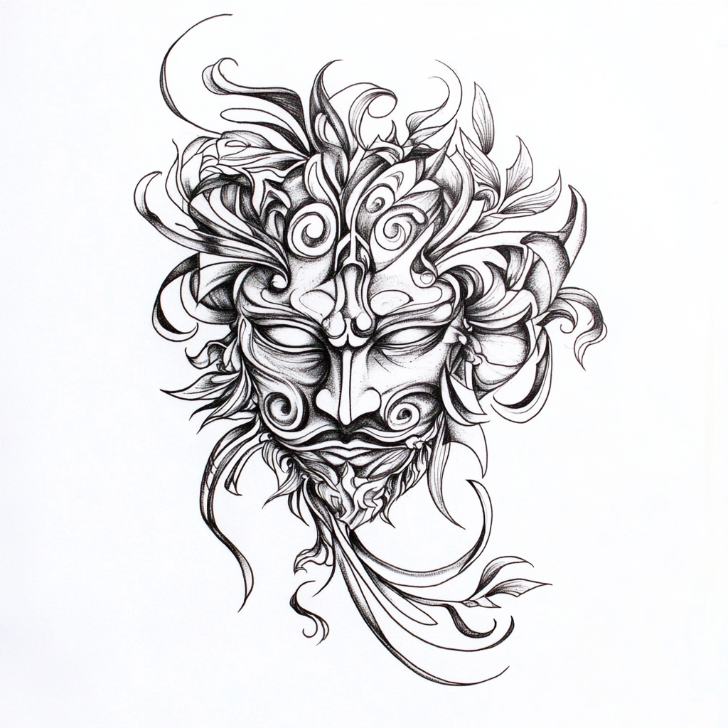 Venetian mystery mask tattoo collection