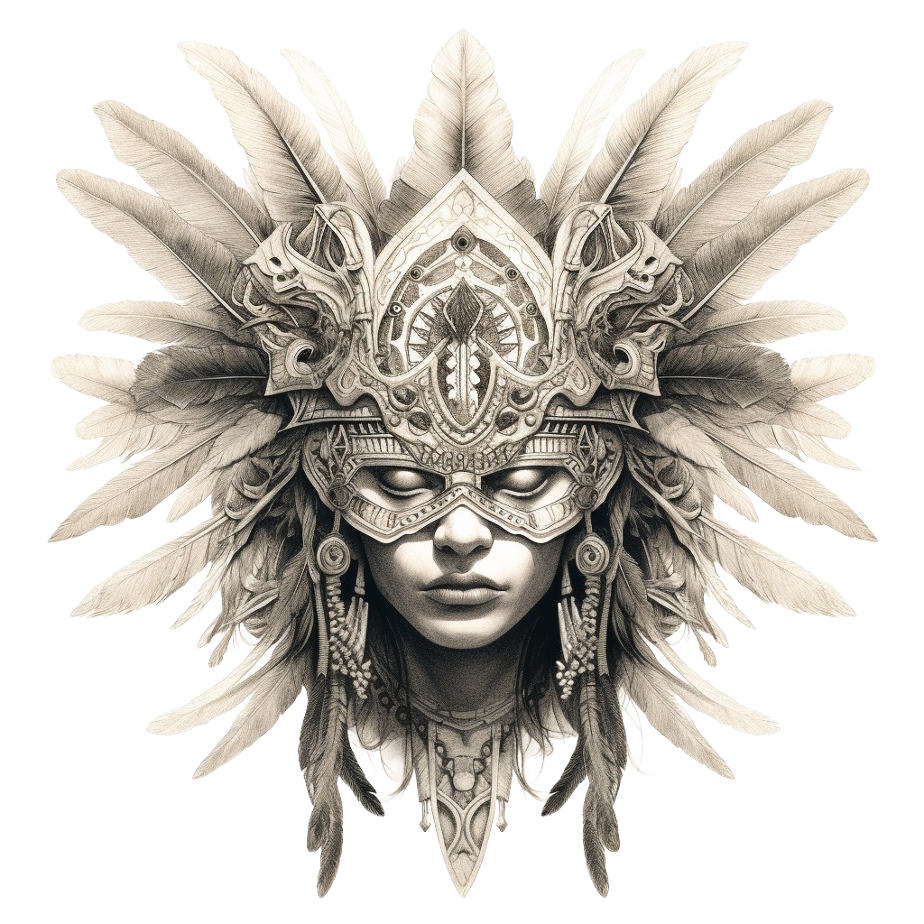 woman shaman tattoo black & grey