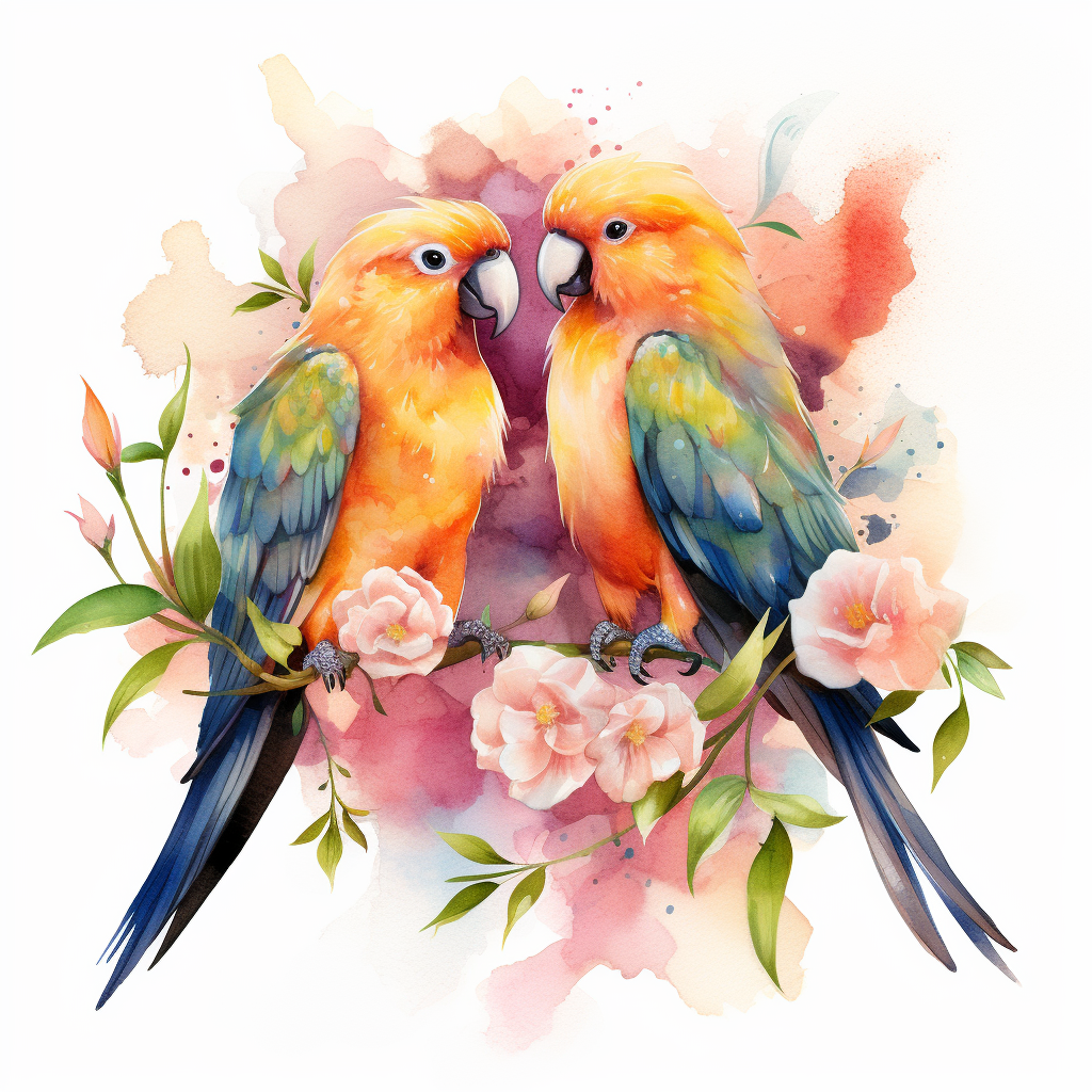 watercolor lovebirds tattoo design