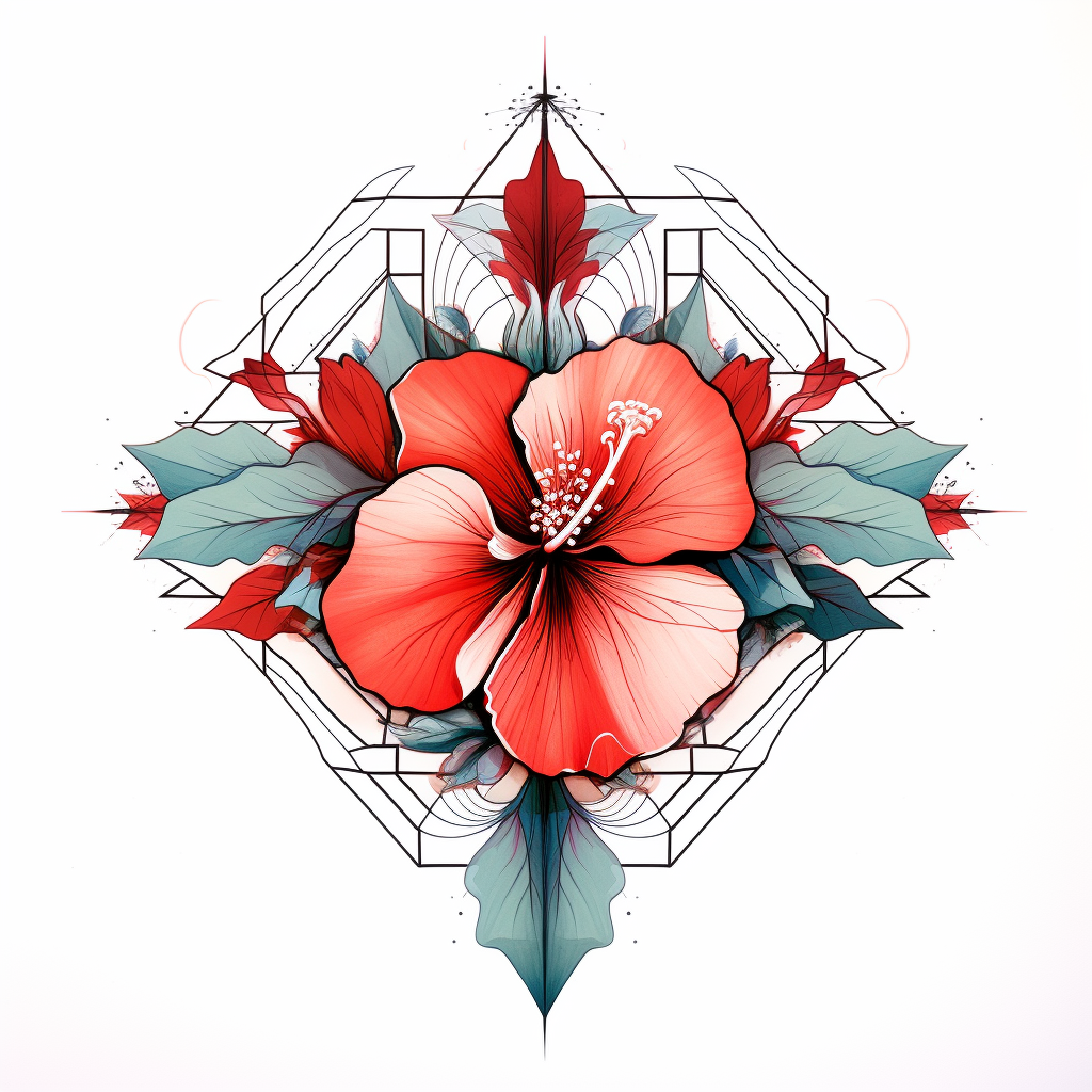 Hibiscus Geometric Tattoo Design
