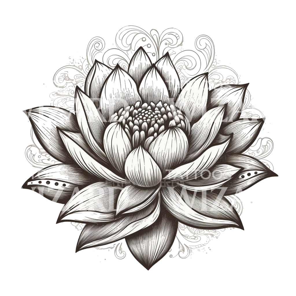 Sketch Lotus Flower Tattoo Design