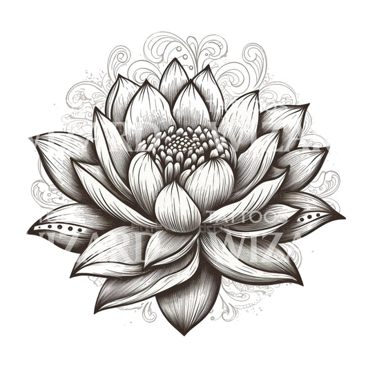 Sketch Lotus Flower Tattoo Design