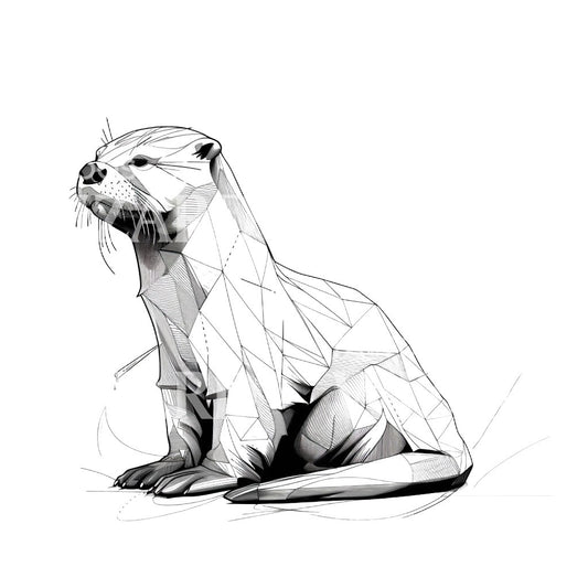 Geometric Cute Otter Tattoo Design