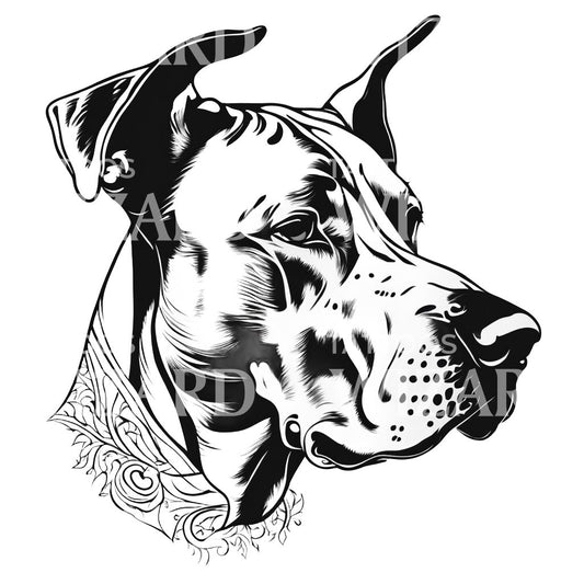 Great Dane Dog Head Tattoo Design