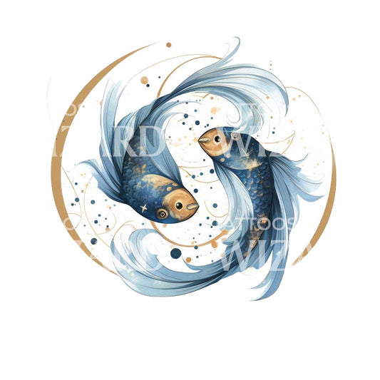 Pisces Zodiac Sign Tattoo Design
