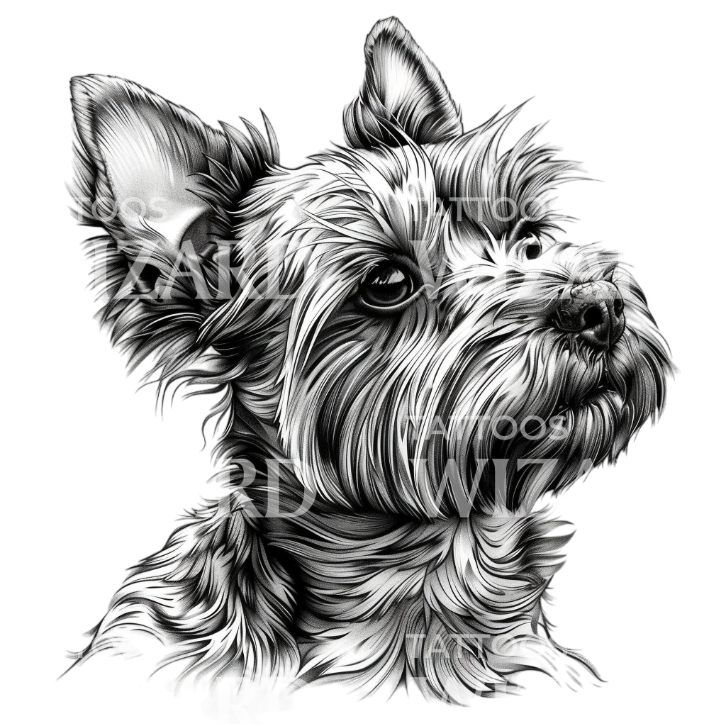 Black and White Yorkshire Terrier Tattoo Design