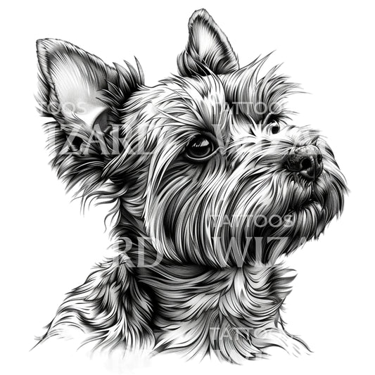 Black and White Yorkshire Terrier Tattoo Design