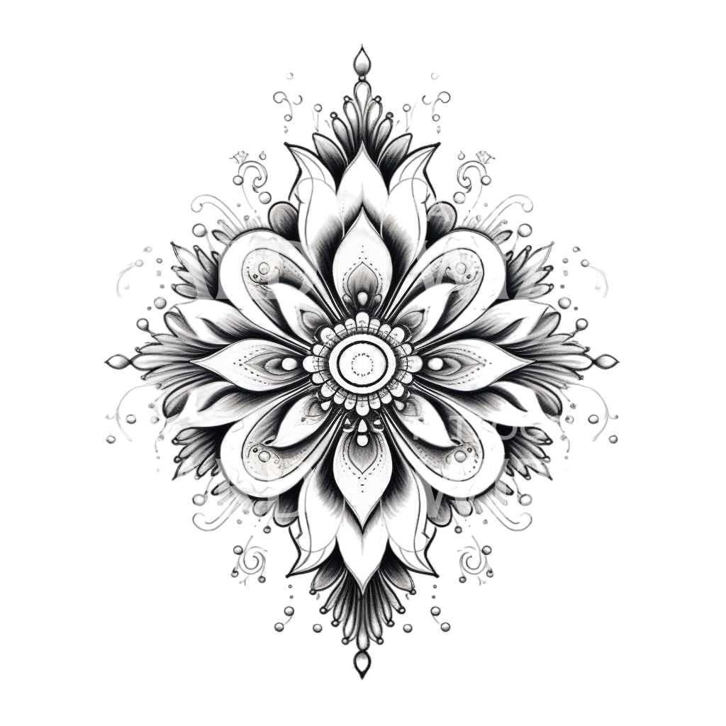 Ornamental Flower Mandala Tattoo Design