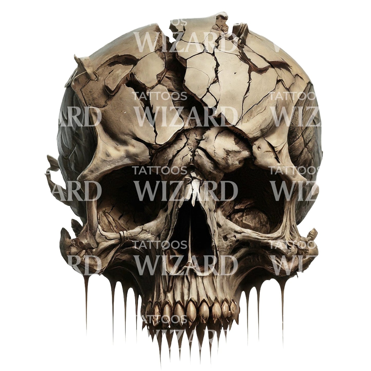 Broken Vessel Skull Tattoo Design