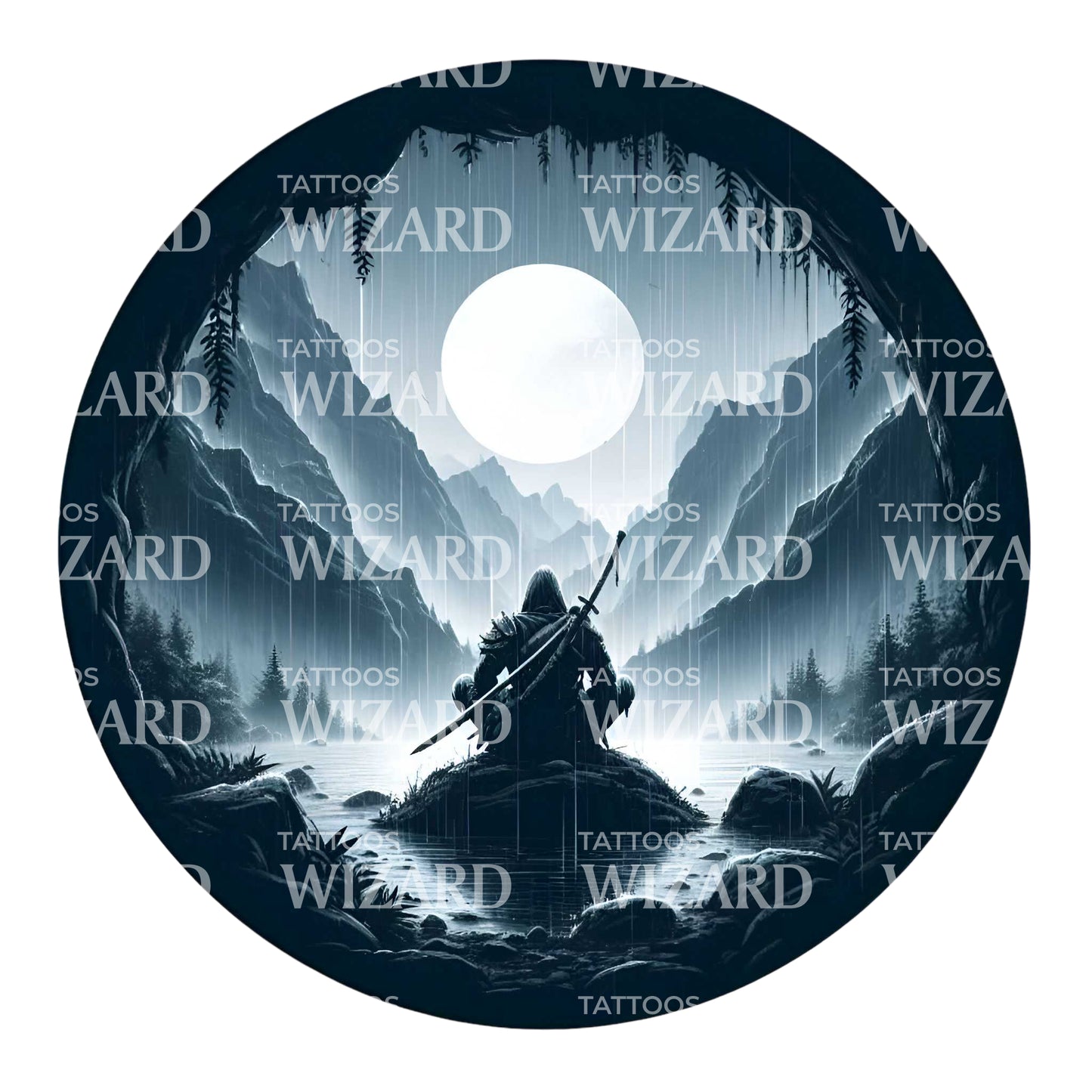 Warrior In The Alpes Tattoo Design
