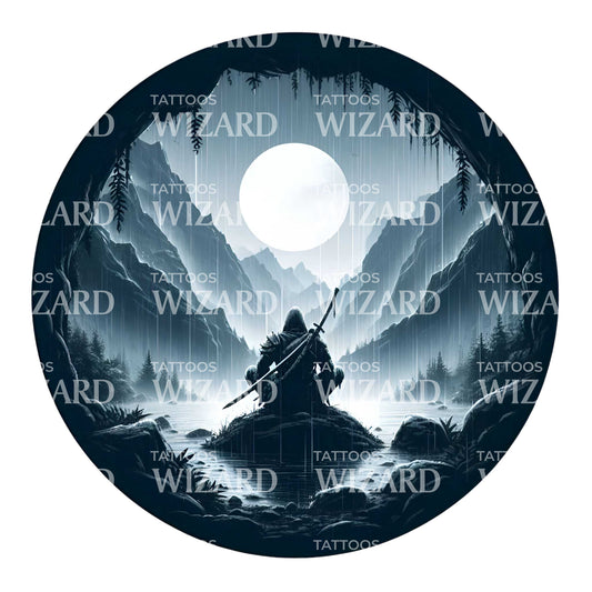 Warrior In The Alpes Tattoo Design