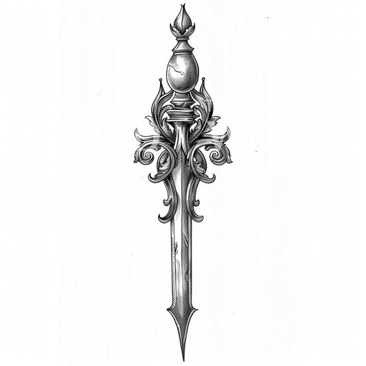Enigmatic Medieval Dagger Tattoo Design