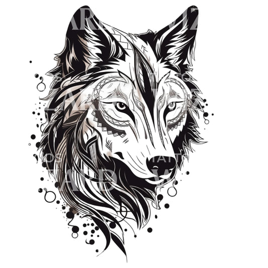 Tribal Wolf Tattoo Design