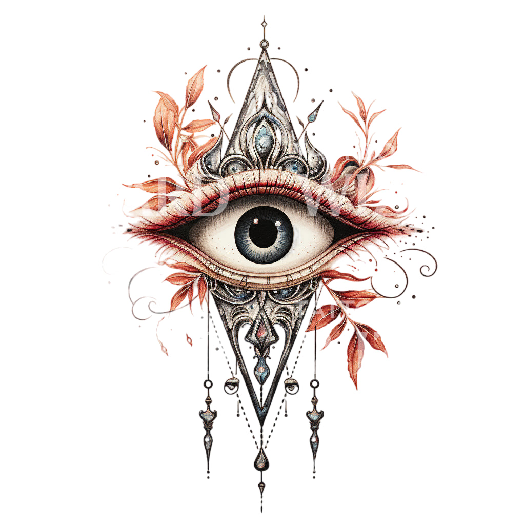 Neo Traditional Ornamental Eye Tattoo Design