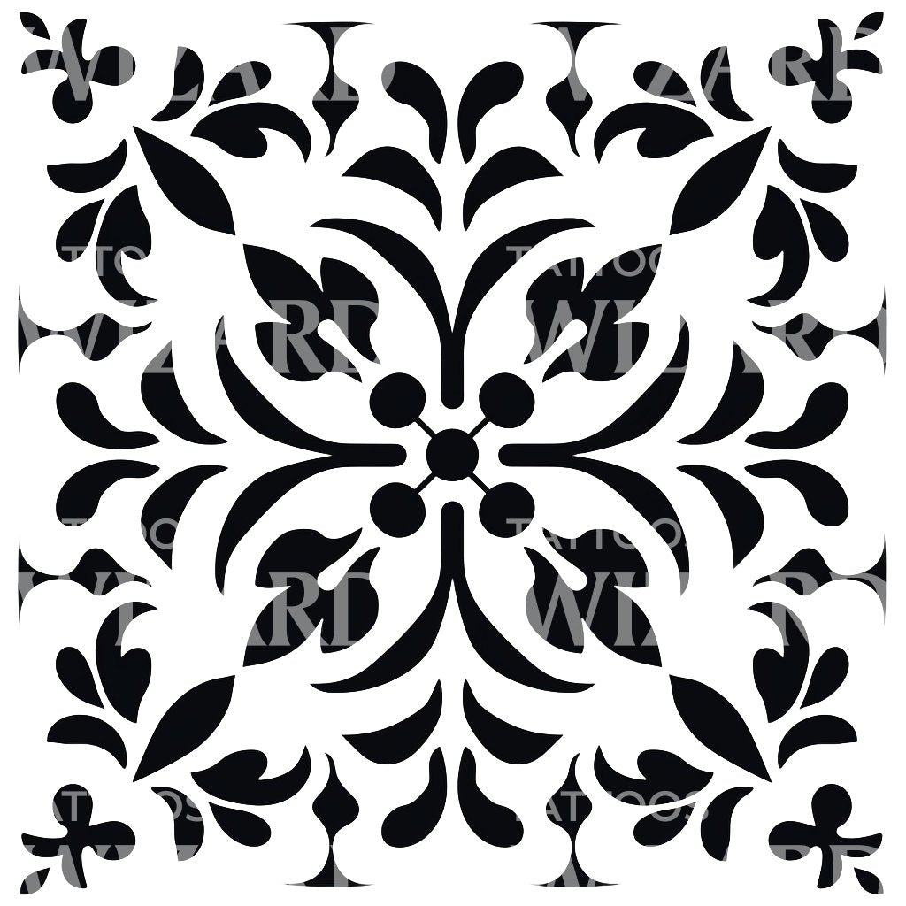 Simple Azulejo Pattern Tattoo Design