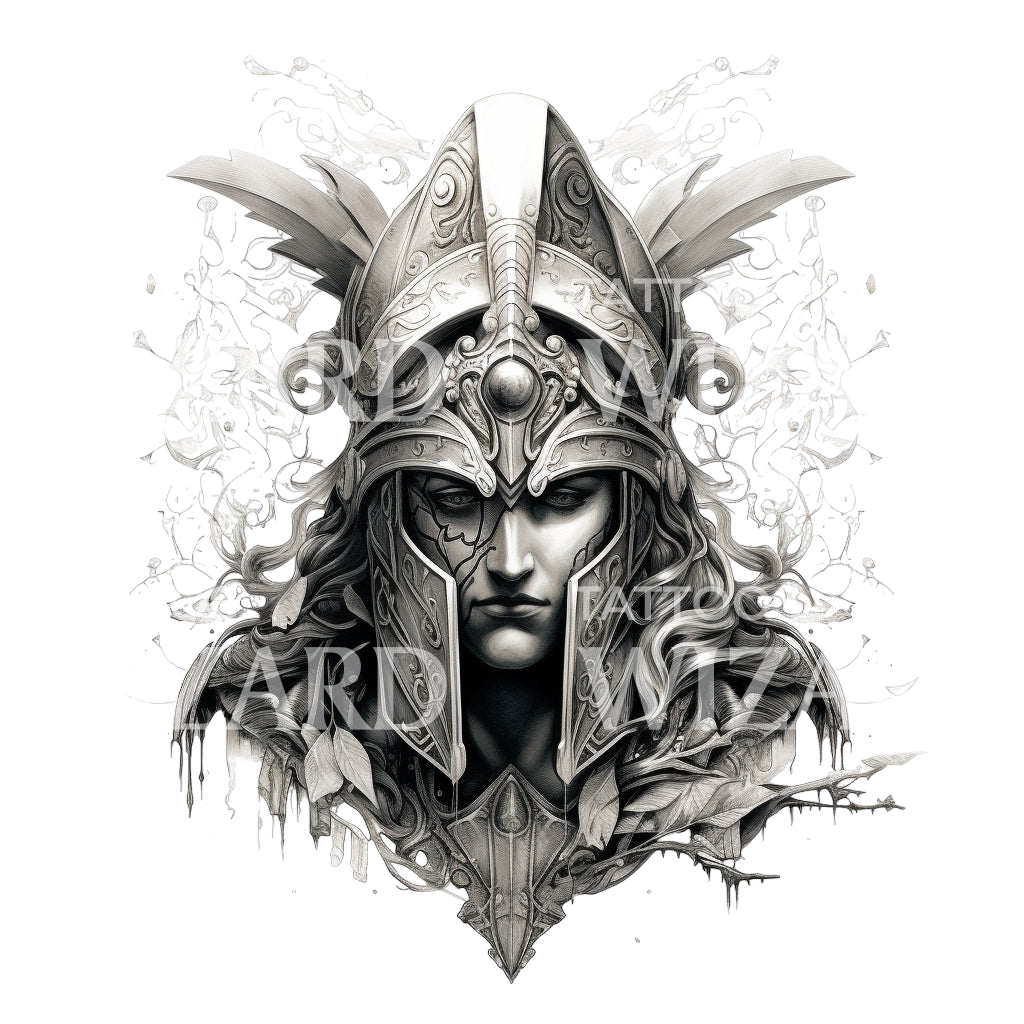 Greek Warrior Bust Tattoo Design