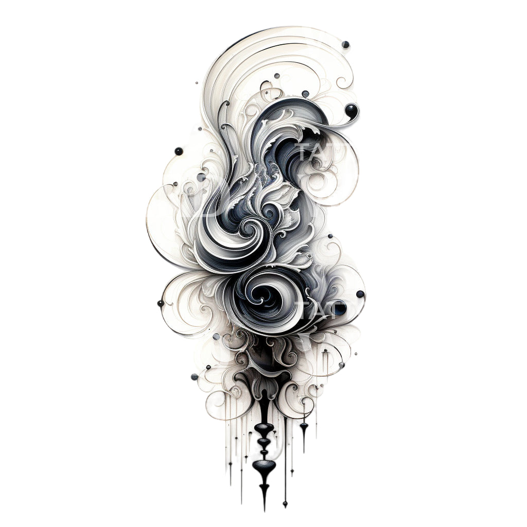 Abstract Flowing Shapes Tattoo Design