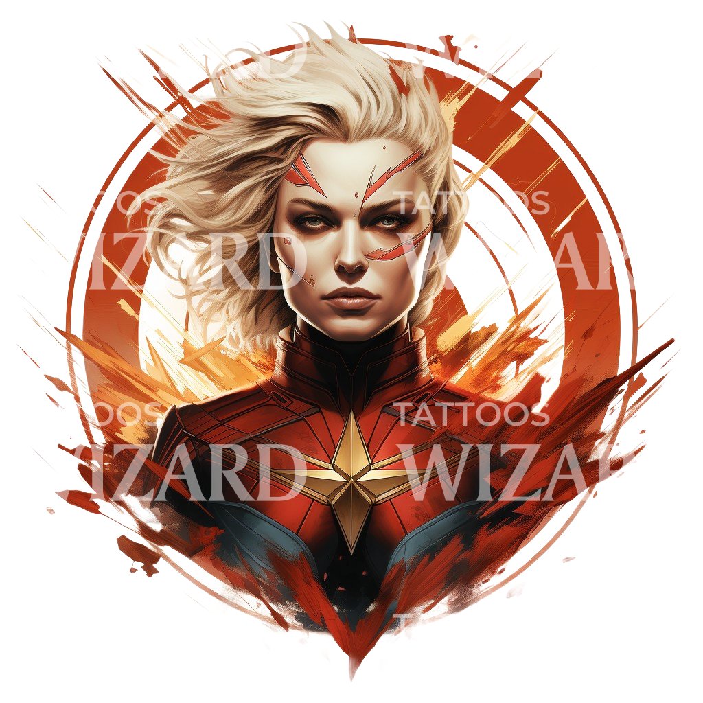 Captain Marvel Woman Marvel Inspired Tattoo Design