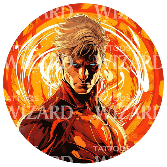 Human Torch Marvel Inspired Tattoo Design