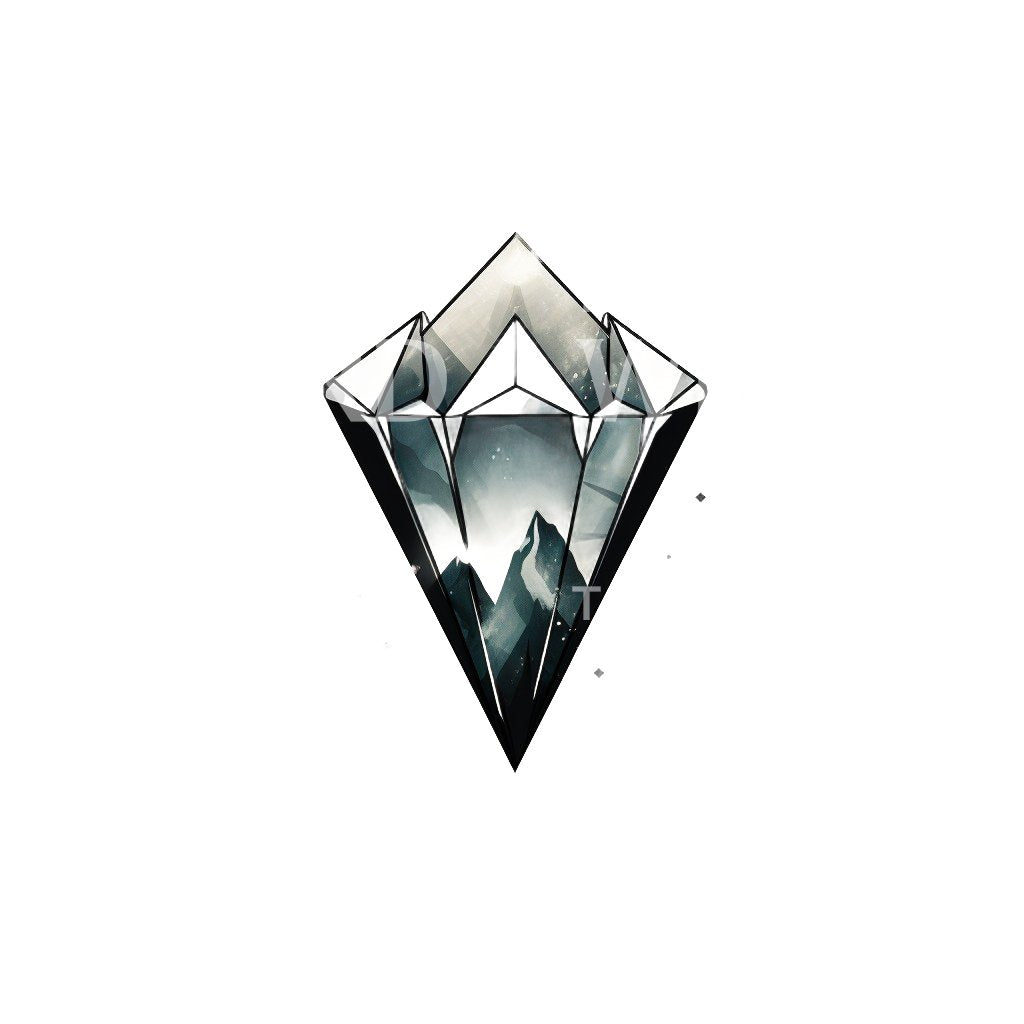 Diamond and Mountain Geometric Tattoo Design