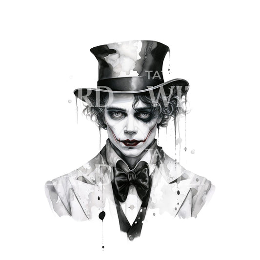 Creepy Clown Portrait Tattoo Design