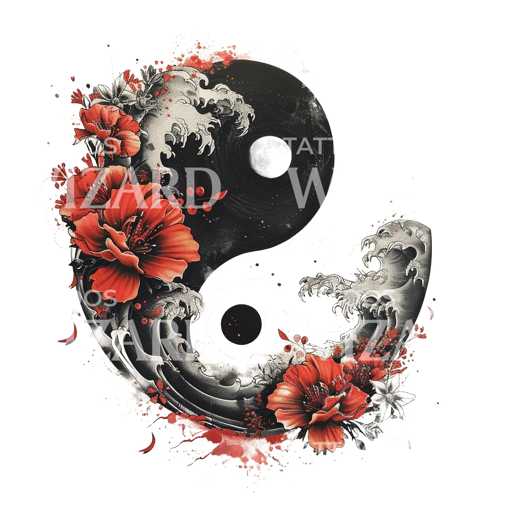 Yin Yang Symbol Japanese Style Tattoo Design