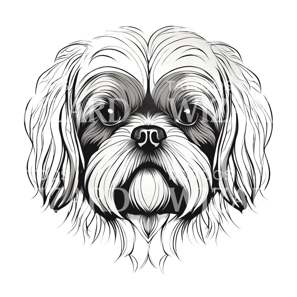 Shih Tzu Dog Head Tattoo Design