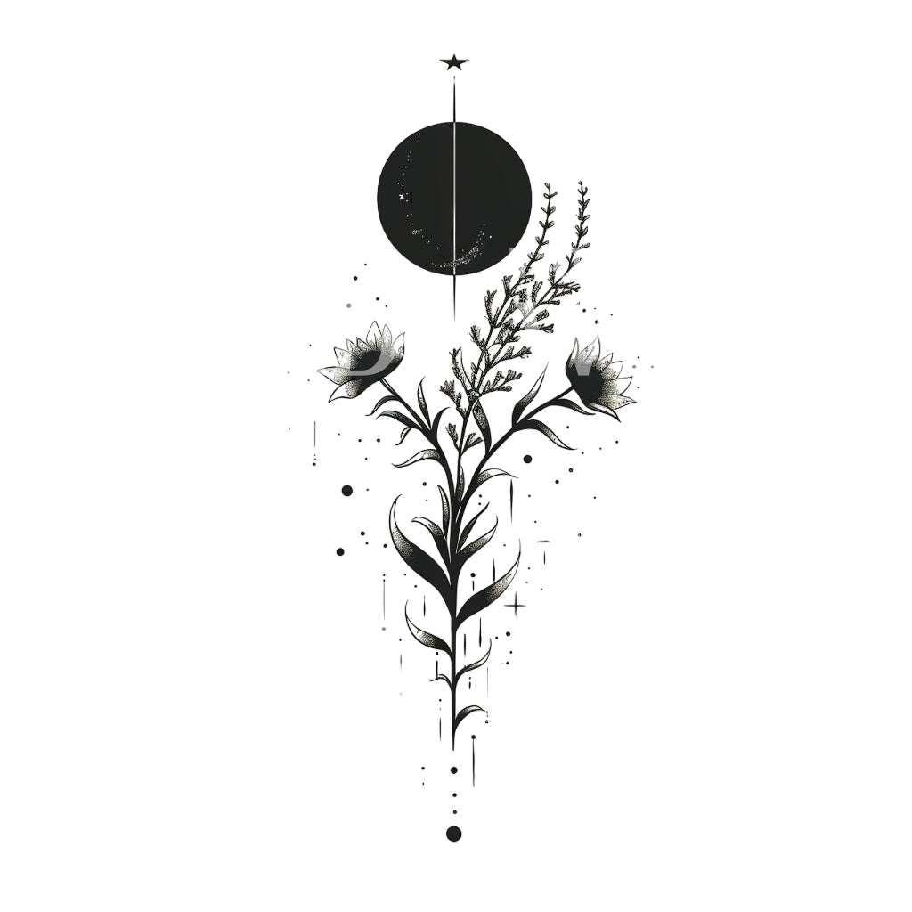 Dark Moon Spring Equinox Tattoo Design