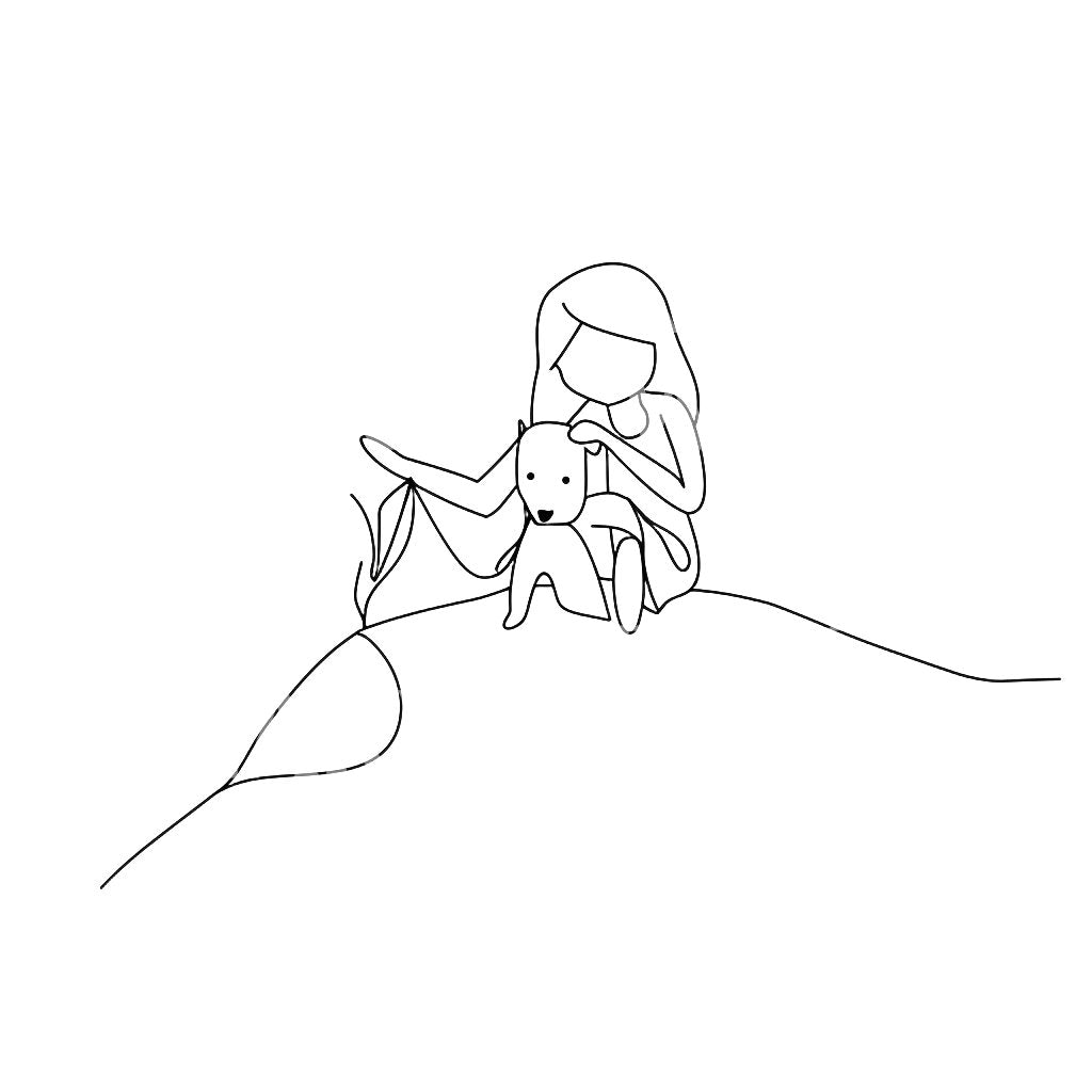 Abstract Girl and Puppy Dog Tattoo Design