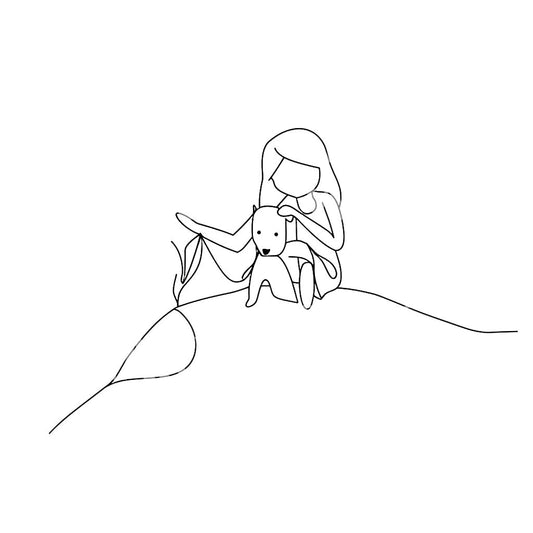 Abstract Girl and Puppy Dog Tattoo Design