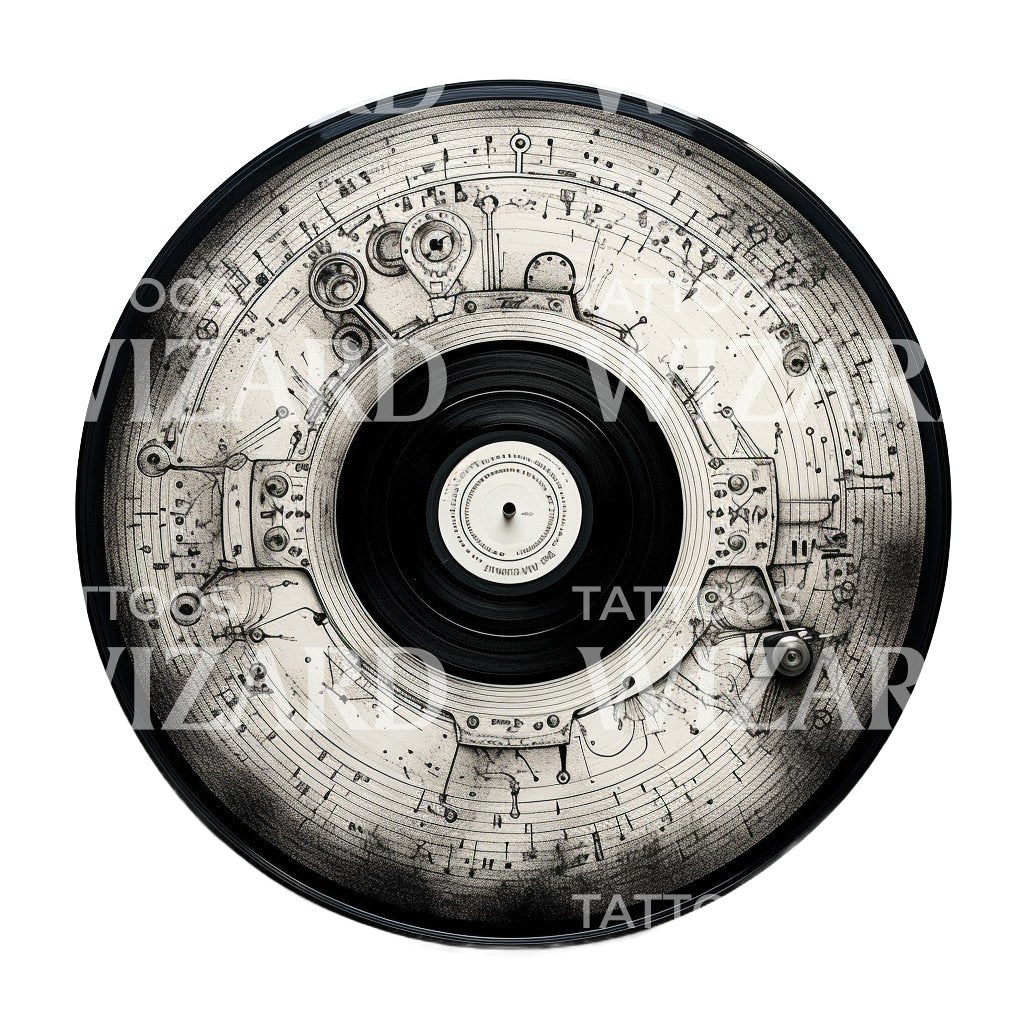 Steam Punk Vinyl Record Tattoo Design