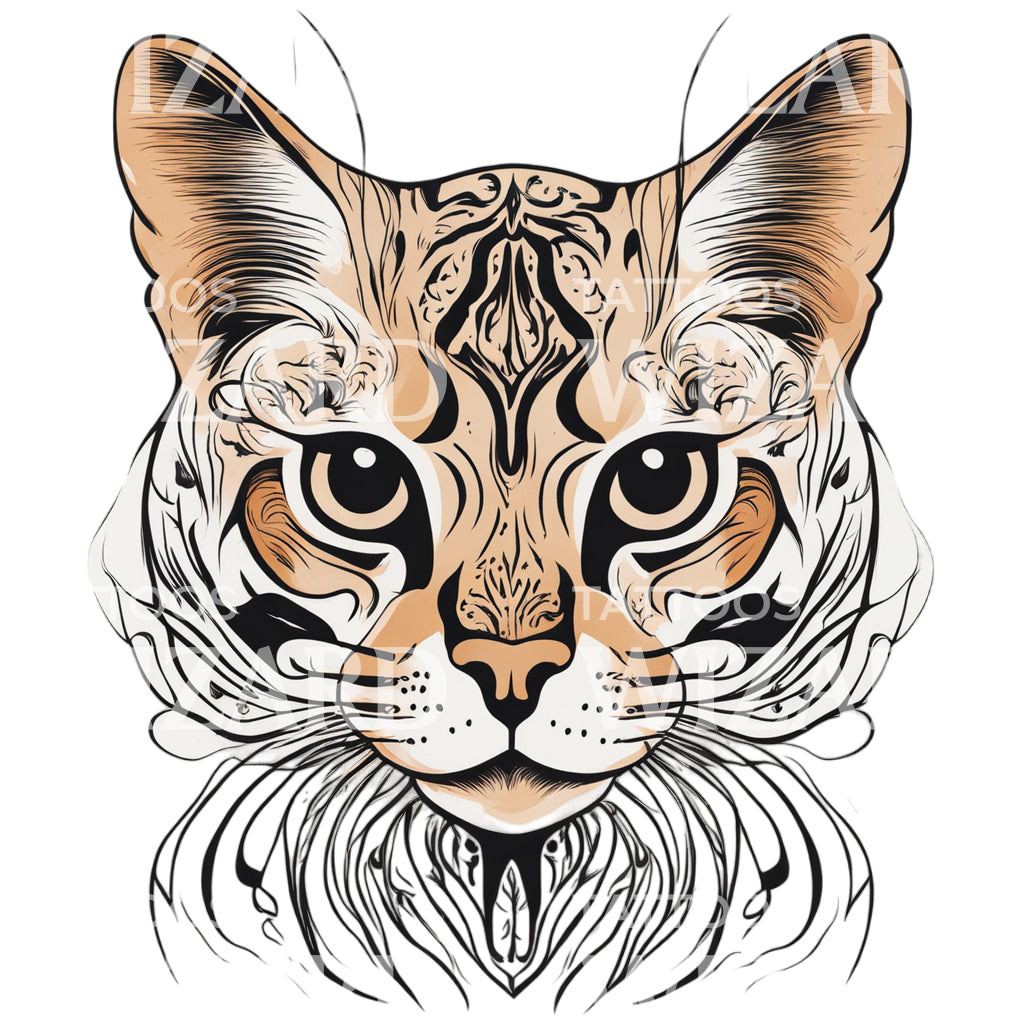 Bengal Cat Head Tattoo Design