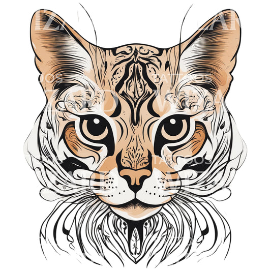 Bengal Cat Head Tattoo Design