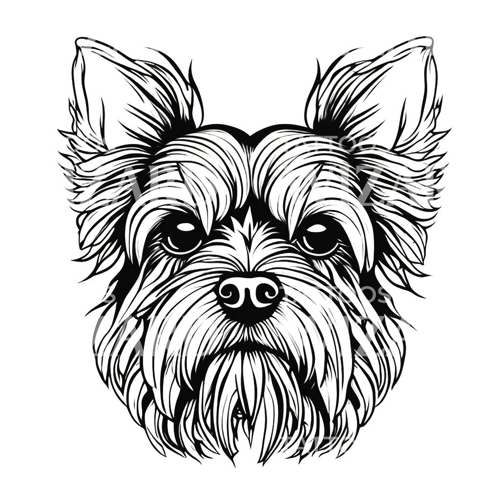 Yorkshire Terrier Dog Head Tattoo Design