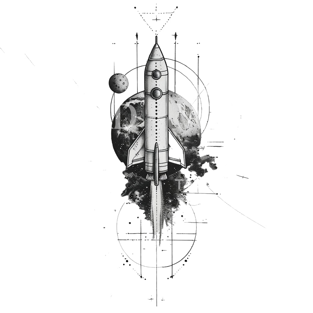 Space Travel Halfsleeve Tattoo Design