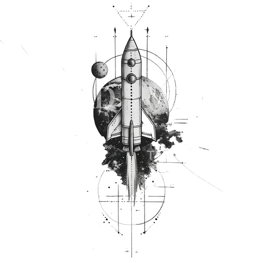 Space Travel Halfsleeve Tattoo Design