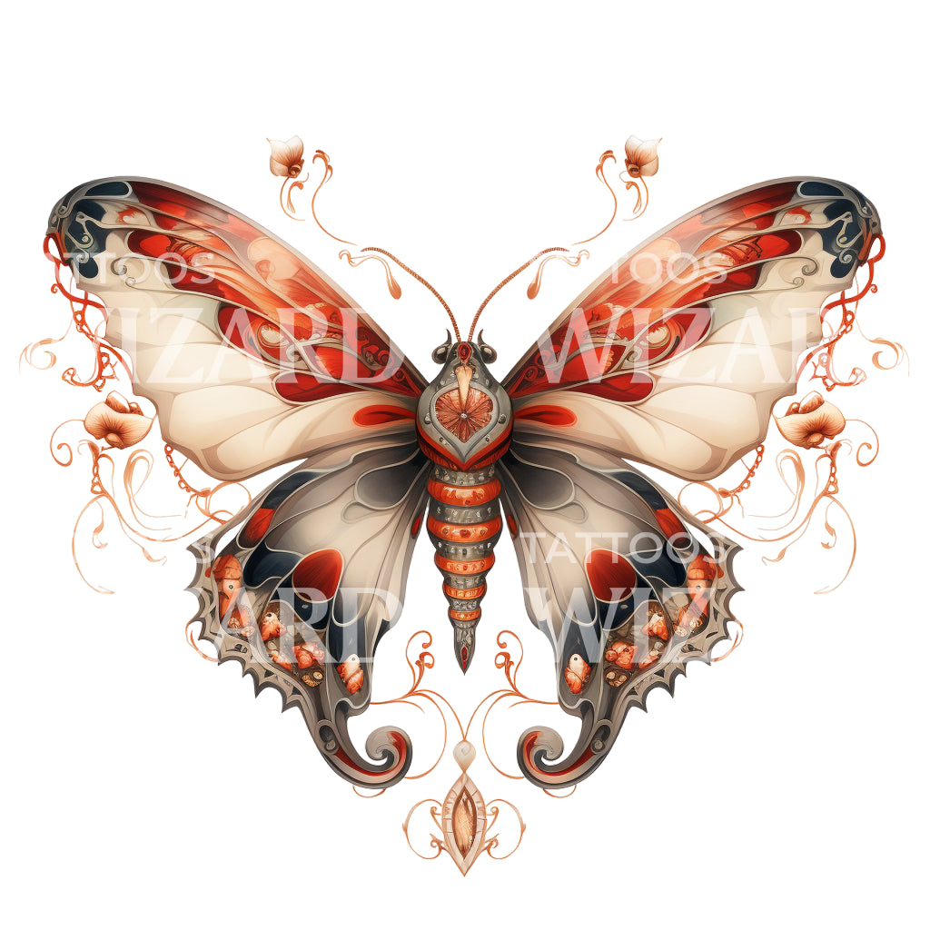 Neo Traditional Moth Tattoo Design