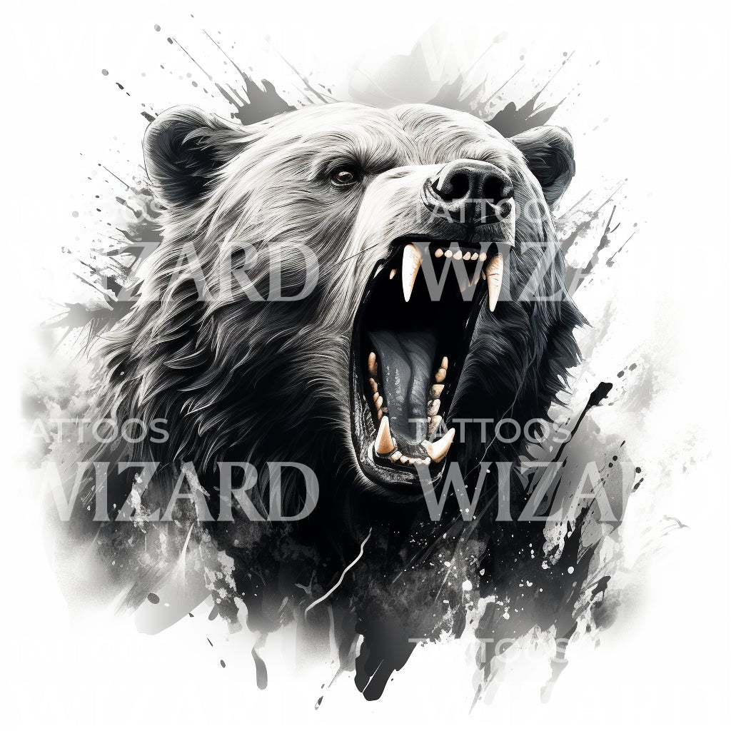 Fierce Bear Portrait Tattoo Design