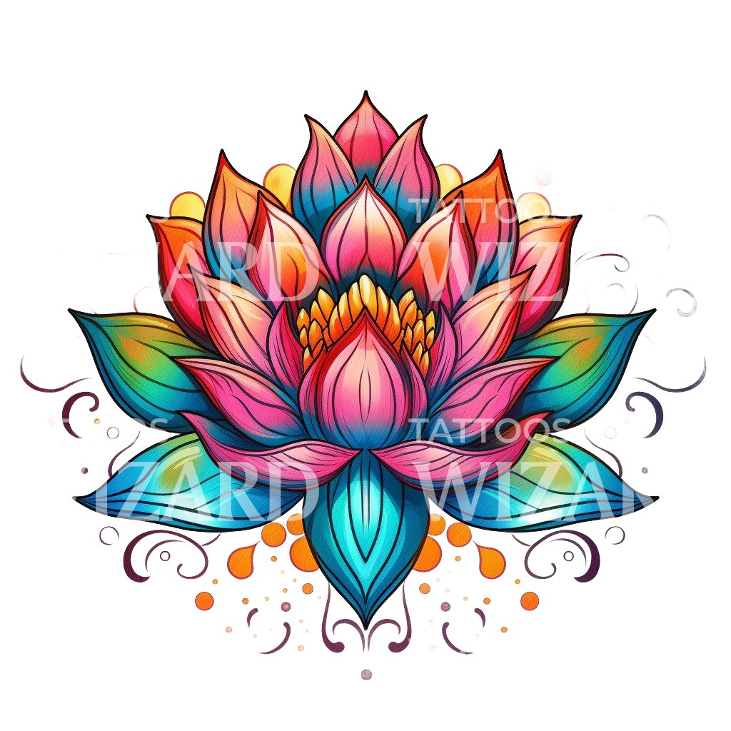 New School Lotus Flower Tattoo Design