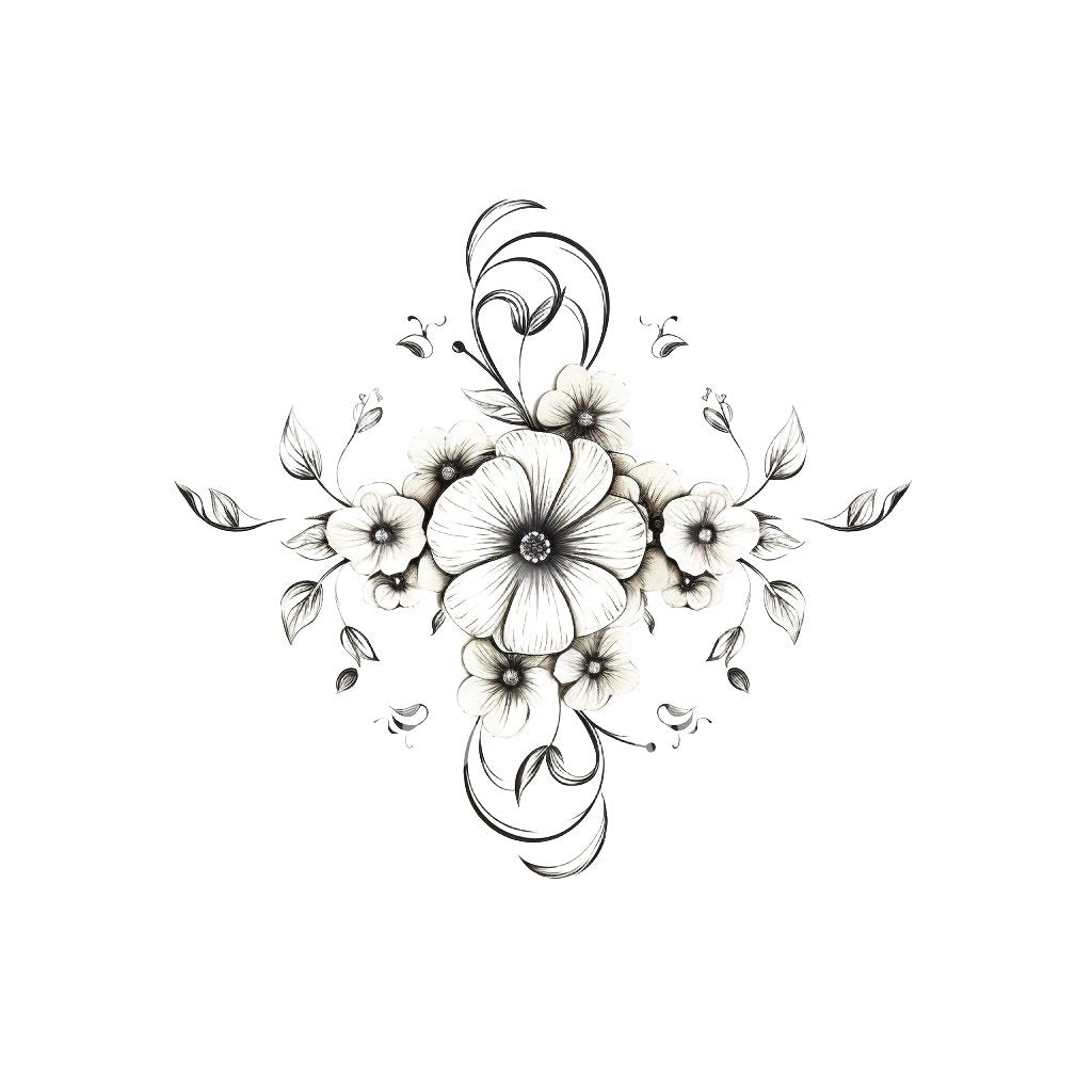 Cute and Delicate Flowers Tattoo Design