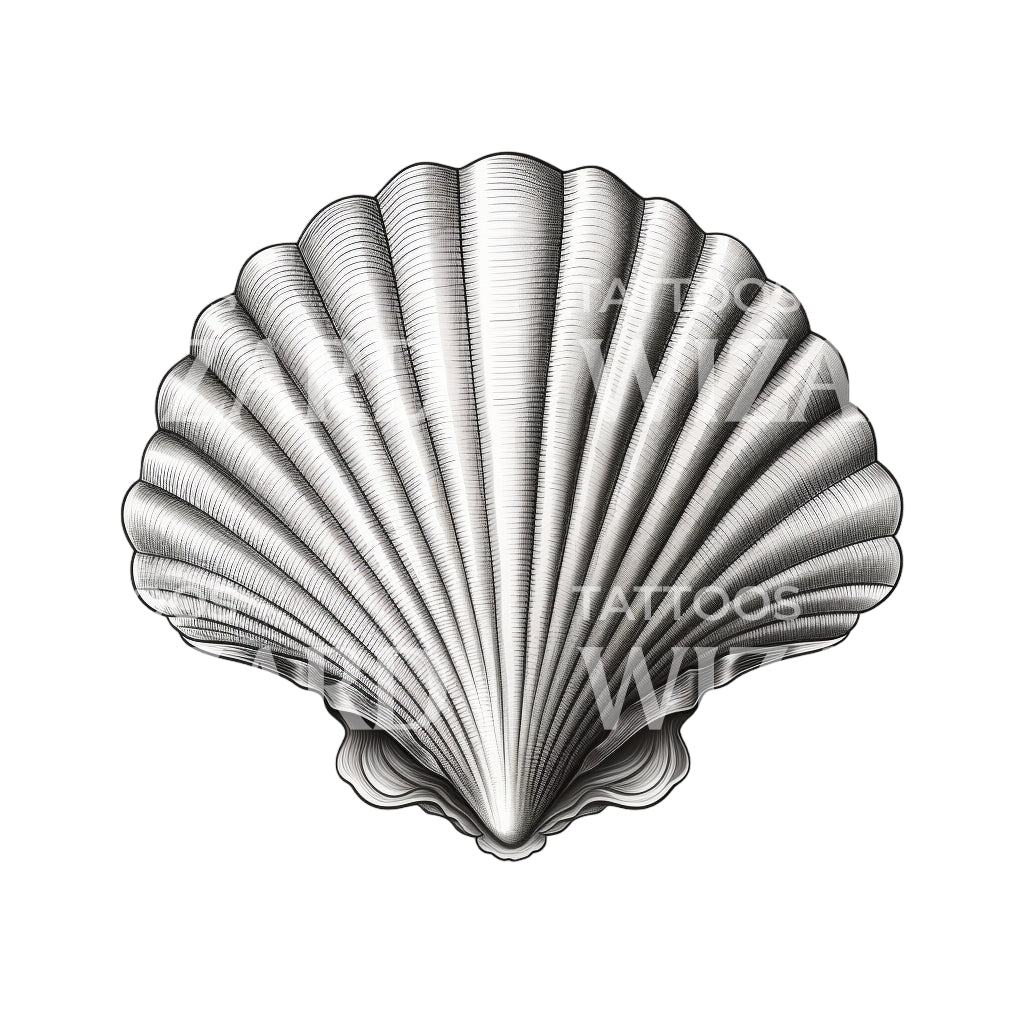 Black and Grey Simple Seashell Tattoo Design