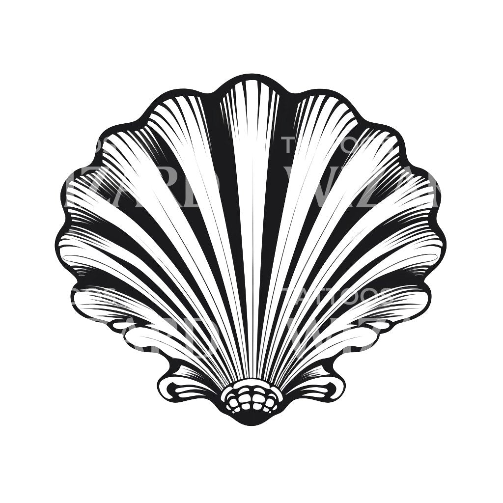 Old School Seashell Tattoo Design