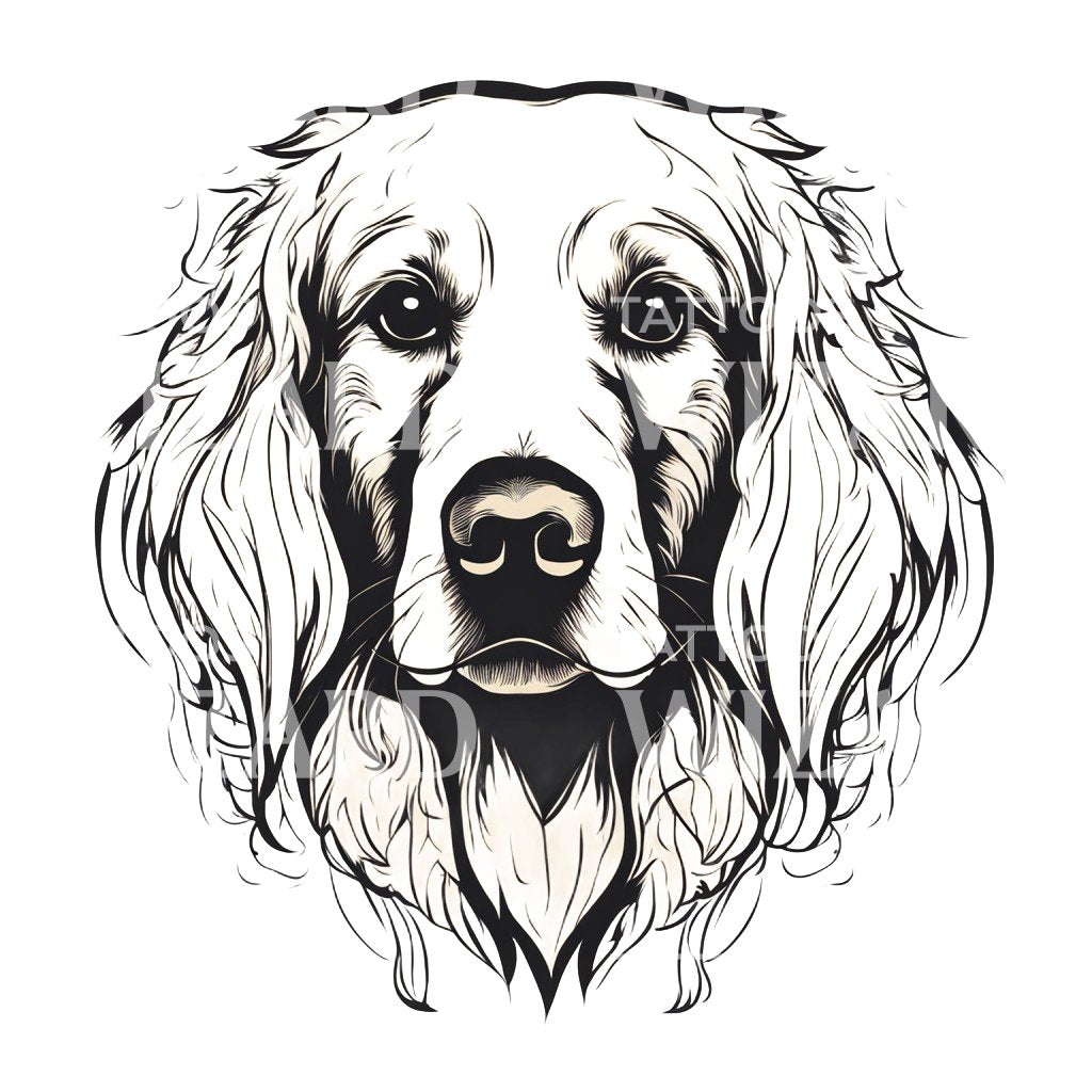 Golden Retriever Dog Head Tattoo Design