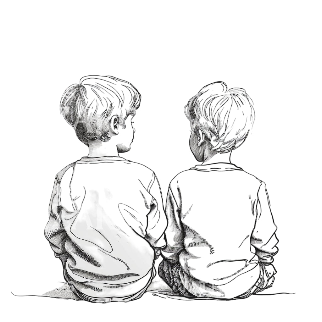 Two Boys Sketch Tattoo Design