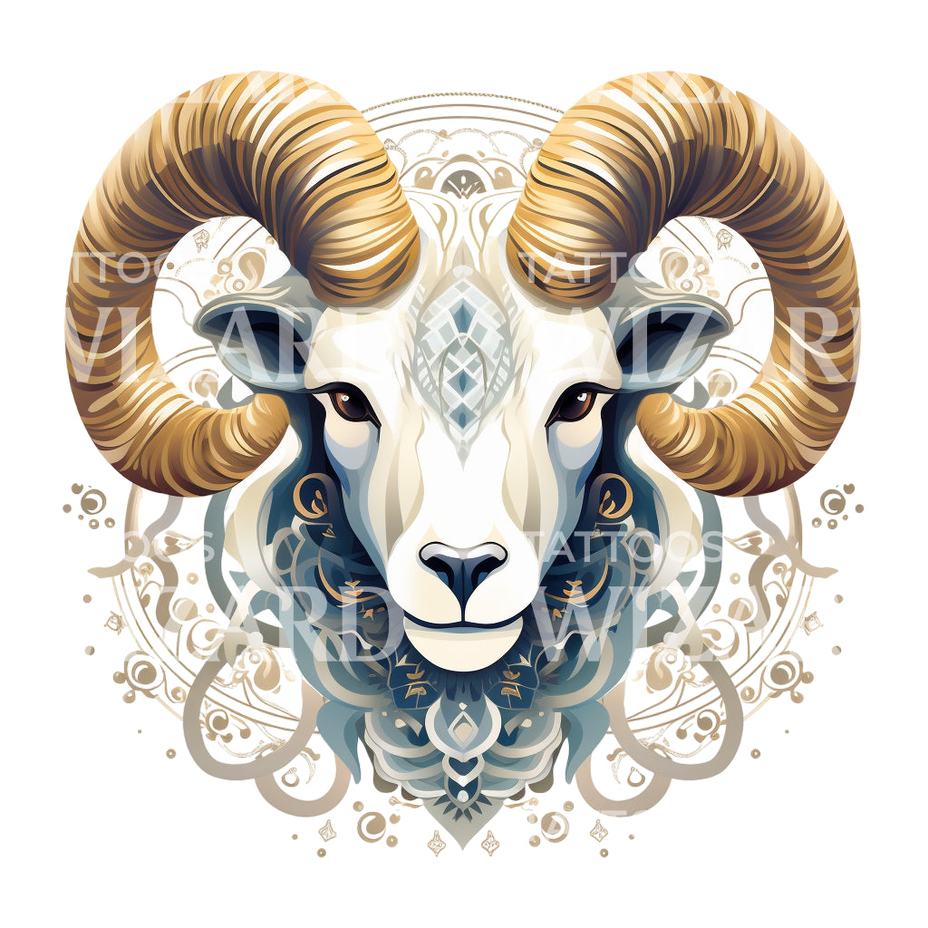 Aries Zodiac Sign Tattoo Design