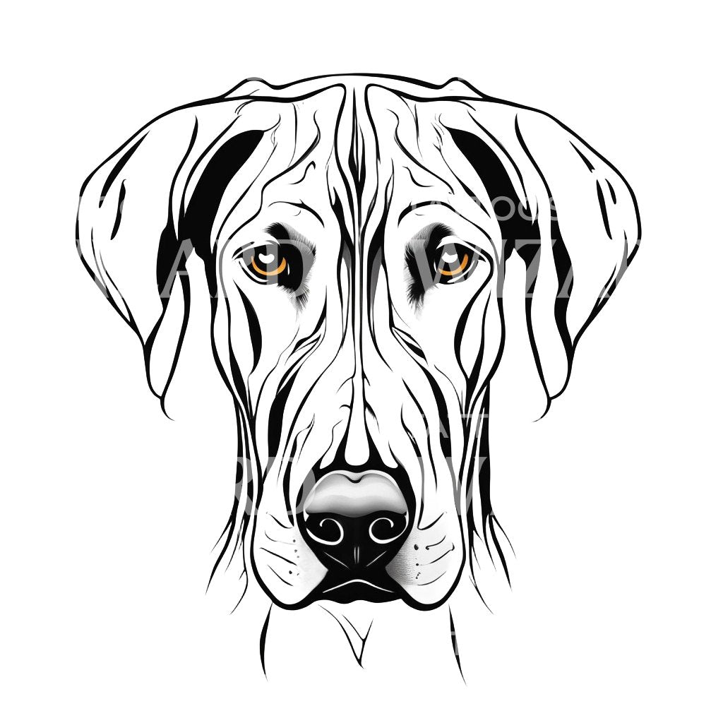 Great Dane Dog Head Tattoo Design