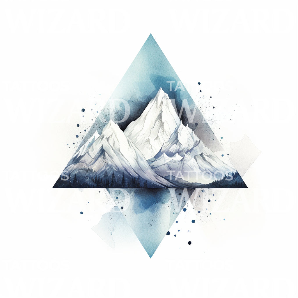 Geometric Mountain Landscape Tattoo Design