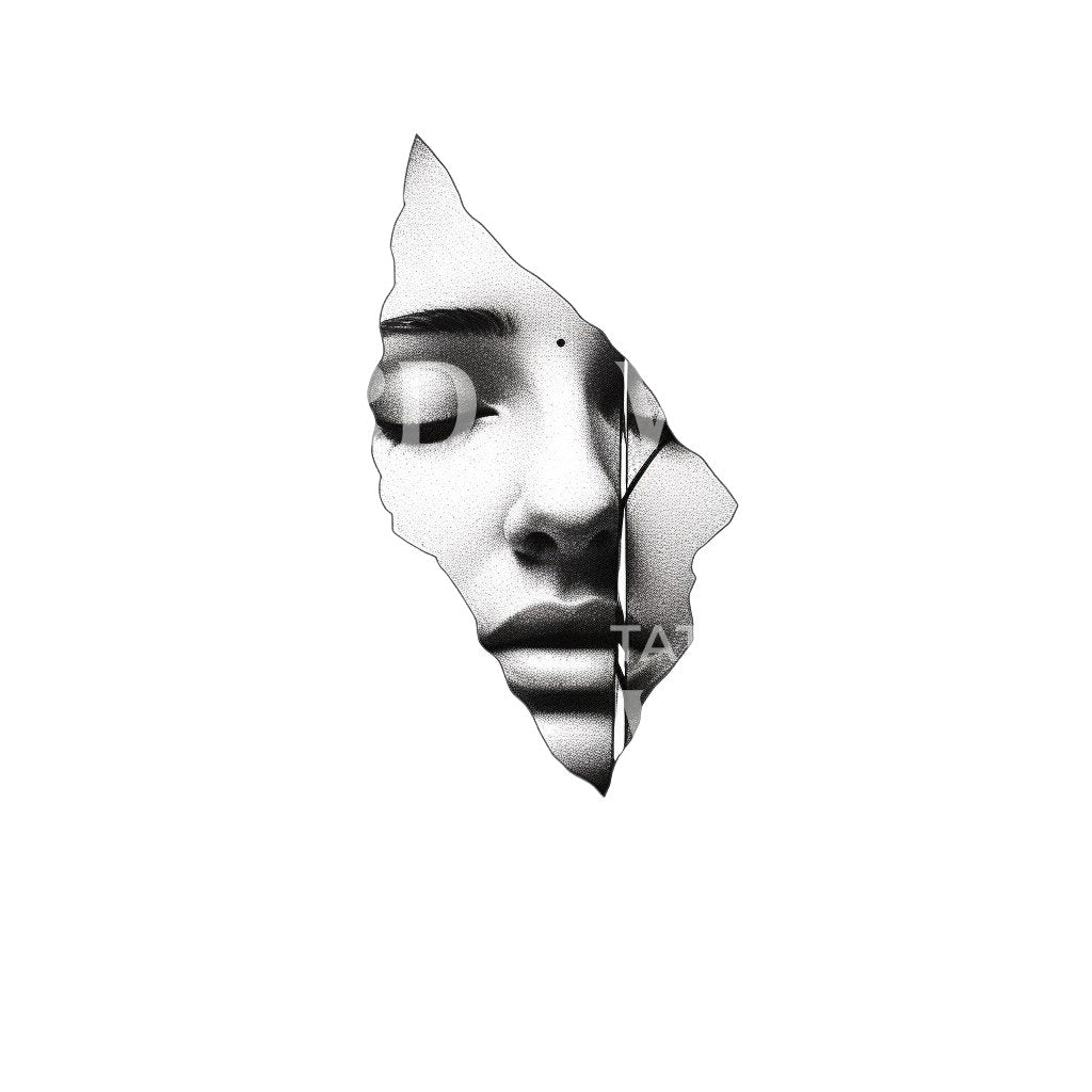 Broken Glass Woman Portrait Tattoo Design