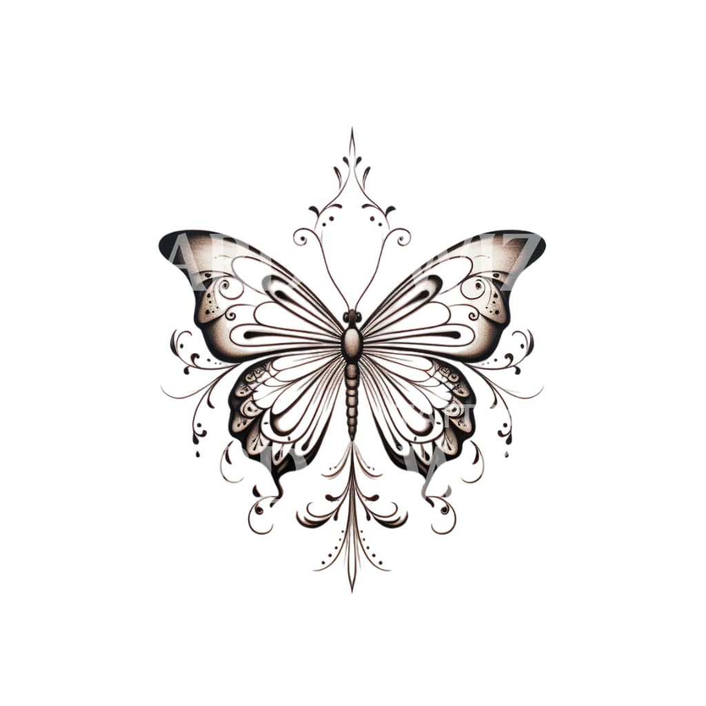 Fine Line Butterfly Delicate Tattoo Design