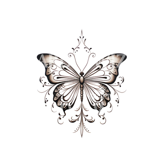 Fine Line Butterfly Delicate Tattoo Design